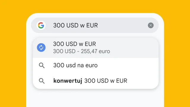 A user typed “300 usd to eur” into Chrome's address bar and it has instantly generated results.